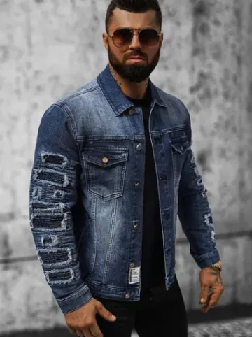 Kurtka męska jeansowa ciemno-niebieska NB/MJ523BS^Ozonee Best