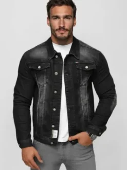 Kurtka męska jeansowa czarna NB/MJ512NZ^Ozonee Discount