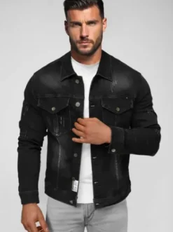 Kurtka męska jeansowa czarna NB/MJ514NZ^Ozonee Fashion
