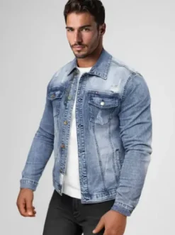 Kurtka męska jeansowa niebieska NB/MJ522BZ^Ozonee Discount