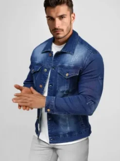 Kurtka męska jeansowa niebieska NB/MJ514BSZ^Ozonee Discount