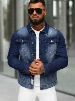 Kurtka męska jeansowa niebieska NB/MJ542BS^Ozonee Sale