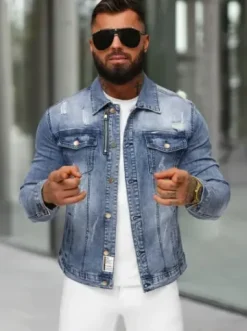 Kurtka męska jeansowa niebieska NB/MJ522B^Ozonee Sale