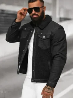 Kurtka męska jeansowa sherpa czarna NB/MJ533NZ^Ozonee Fashion
