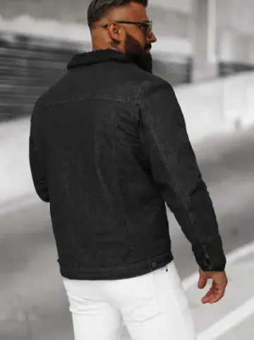 Kurtka męska jeansowa sherpa czarna NB/MJ533NZ^Ozonee Fashion