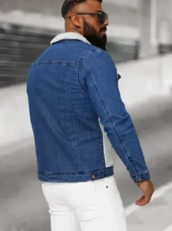 Kurtka męska jeansowa sherpa niebieska NB/MJ533BZ^Ozonee Best
