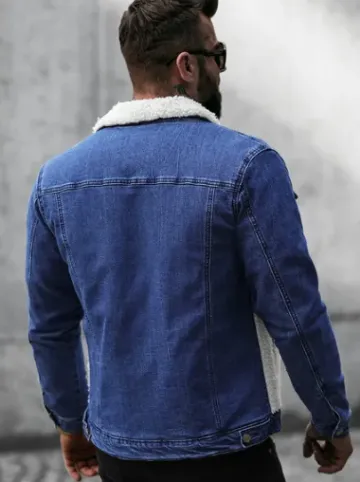 Kurtka męska jeansowa sherpa niebieska NB/MJ533BZ^Ozonee Outlet