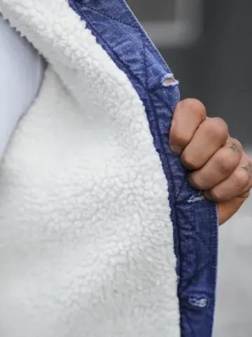 Kurtka męska jeansowa sherpa niebieska NB/MJ533BZ^Ozonee Outlet