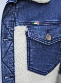 Kurtka męska jeansowa sherpa niebieska NB/MJ533BZ^Ozonee Outlet