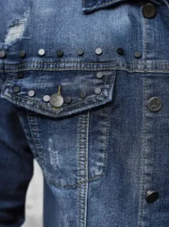 Kurtka męska jeansowa z nitami niebieska NB/MJ504BZ^Ozonee Sale