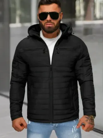 Kurtka męska pikowana czarna JS/5M3276/392^Ozonee Fashion