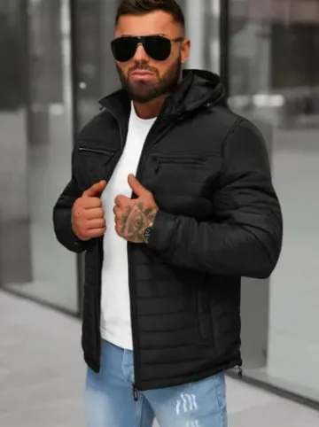 Kurtka męska pikowana czarna JS/5M3276/392^Ozonee Fashion
