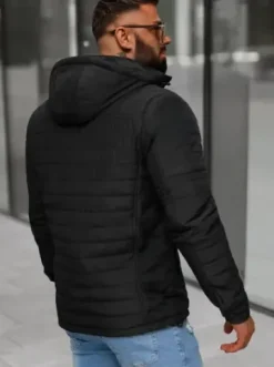 Kurtka męska pikowana czarna JS/5M3276/392^Ozonee Fashion