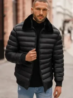 Kurtka męska pikowana czarna JS/31M5012Z^Ozonee Fashion