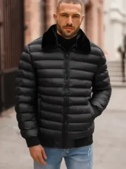 Kurtka męska pikowana czarna JS/31M5012Z^Ozonee Fashion
