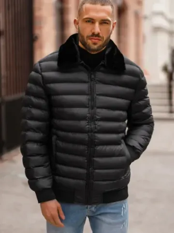 Kurtka męska pikowana czarna JS/31M5012Z^Ozonee Fashion