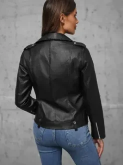 Kurtka skórzana damska ramoneska czarna JS/11Z8060^Ozonee Fashion