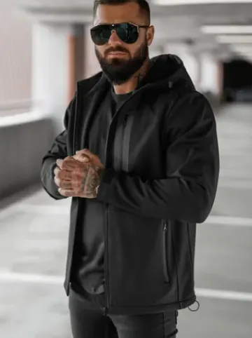 Kurtka softshell męska z kapturem czarna JS/27B6513/3Z^Ozonee Online