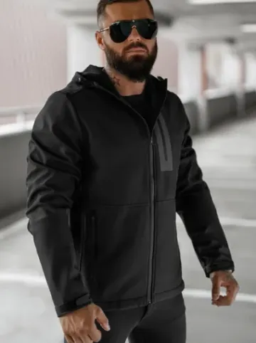 Kurtka softshell męska z kapturem czarna JS/27B6513/3Z^Ozonee Online