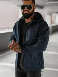 Kurtka softshell męska z kapturem granatowa JS/27B6513/25Z^Ozonee Outlet