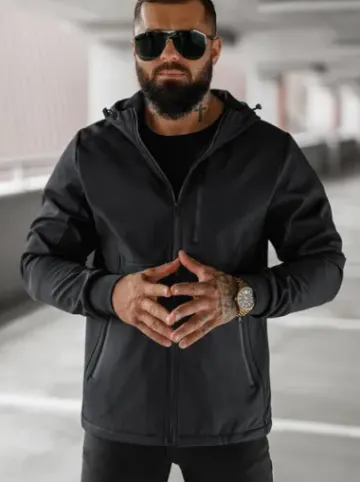 Kurtka softshell męska z kapturem czarna JS/27B6529/3Z^Ozonee Discount