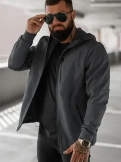 Kurtka softshell męska z kapturem grafitowa JS/27B6529/5Z^Ozonee Sale