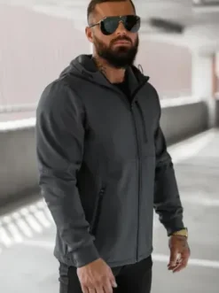 Kurtka softshell męska z kapturem grafitowa JS/27B6529/5Z^Ozonee Sale
