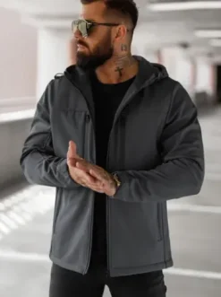 Kurtka softshell męska z kapturem grafitowa JS/27B6525/5Z^Ozonee Online