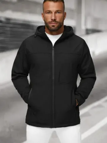 Kurtka softshell męska z kapturem czarna JS/27B6523/3^Ozonee Sale