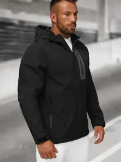 Kurtka softshell męska z kapturem czarna JS/27B6513/3^Ozonee Outlet