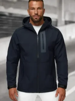 Kurtka softshell męska z kapturem granatowa JS/27B6513/25^Ozonee Online