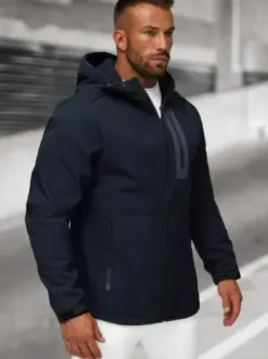 Kurtka softshell męska z kapturem granatowa JS/27B6513/25^Ozonee Online