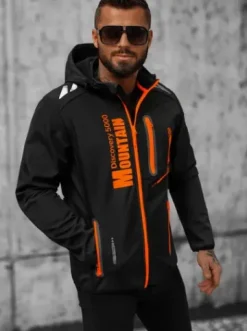 Kurtka softshell męska z kapturem czarno-pomarańczowa JS/HH026/1Z^Ozonee New