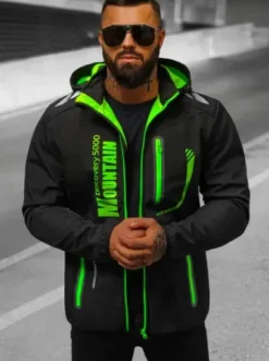 Kurtka softshell męska z kapturem czarno-zielona JS/HH026/1A^Ozonee Online