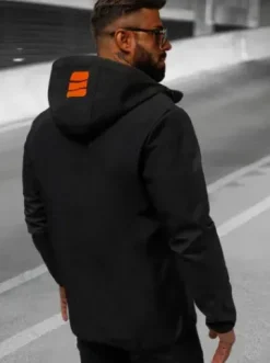 Kurtka softshell męska z kapturem czarno-pomarańczowa JS/HH026/1^Ozonee Outlet