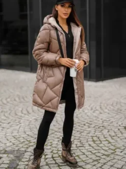 Kurtka zimowa damska długa camelowa JS/5M3189/84Z^Ozonee Online