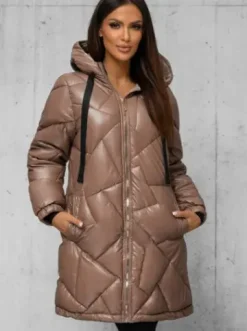 Kurtka zimowa damska długa camelowa JS/5M3189/84Z^Ozonee Sale