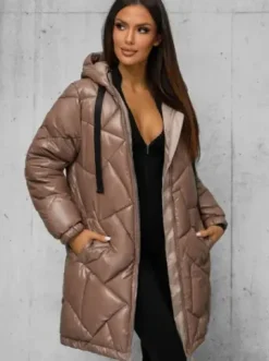 Kurtka zimowa damska długa camelowa JS/5M3189/84Z^Ozonee Sale