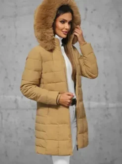 Kurtka zimowa damska długa z futerkiem beżowa JS/16M9119/62^Ozonee Discount