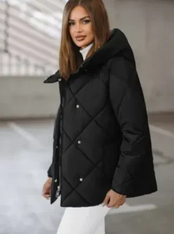 Kurtka zimowa damska pikowana czarna JS/5M3175/392Z^Ozonee Hot