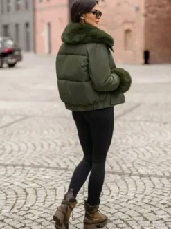 Kurtka zimowa damska z futerkiem khaki O/H833^Ozonee Online