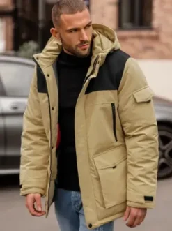 Kurtka zimowa męska beżowa JS/22M322/62Z^Ozonee Outlet