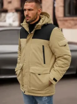 Kurtka zimowa męska beżowa JS/22M322/62Z^Ozonee Outlet