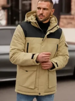 Kurtka zimowa męska beżowa JS/22M322/62Z^Ozonee Outlet