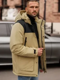 Kurtka zimowa męska beżowa JS/22M322/62Z^Ozonee Outlet