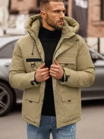 Kurtka zimowa męska beżowa JS/31M5018Z^Ozonee Hot