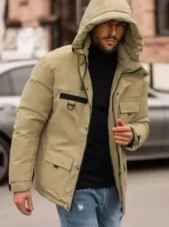 Kurtka zimowa męska beżowa JS/31M5018Z^Ozonee Hot