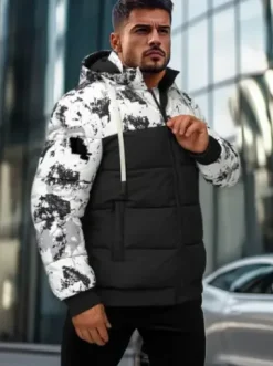 Kurtka zimowa męska biało-czarna JS/31M5030/392Z^Ozonee Hot