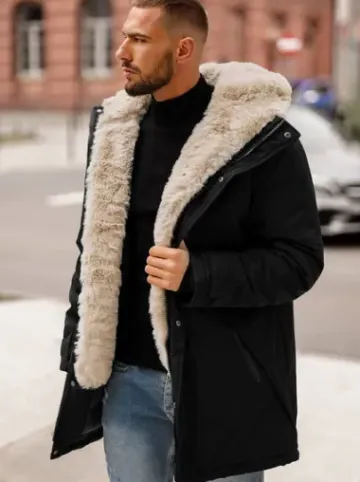 Kurtka zimowa męska czarna JS/22M316/392Z^Ozonee Hot