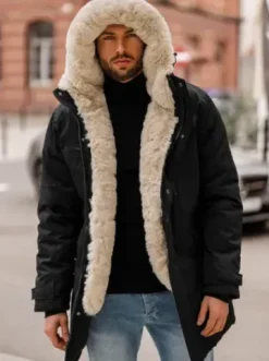 Kurtka zimowa męska czarna JS/22M316/392Z^Ozonee Hot